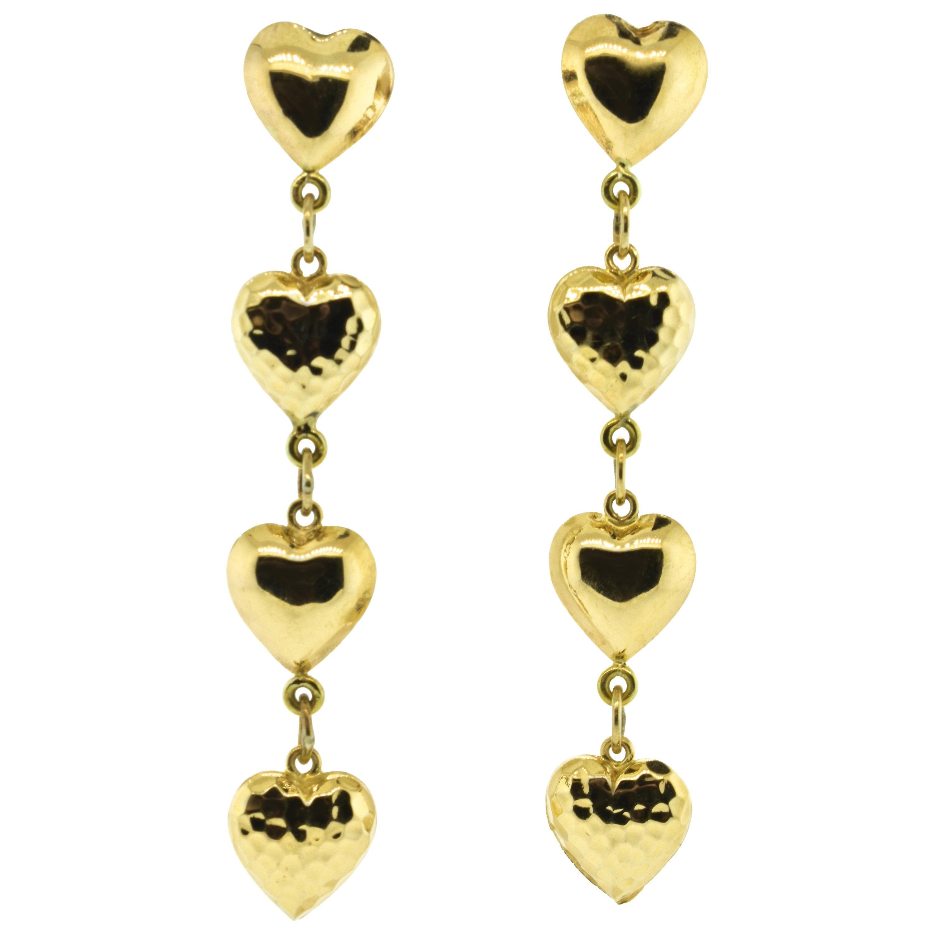 Bleeding Heart Enameled Gold Earrings For Sale at 1stDibs