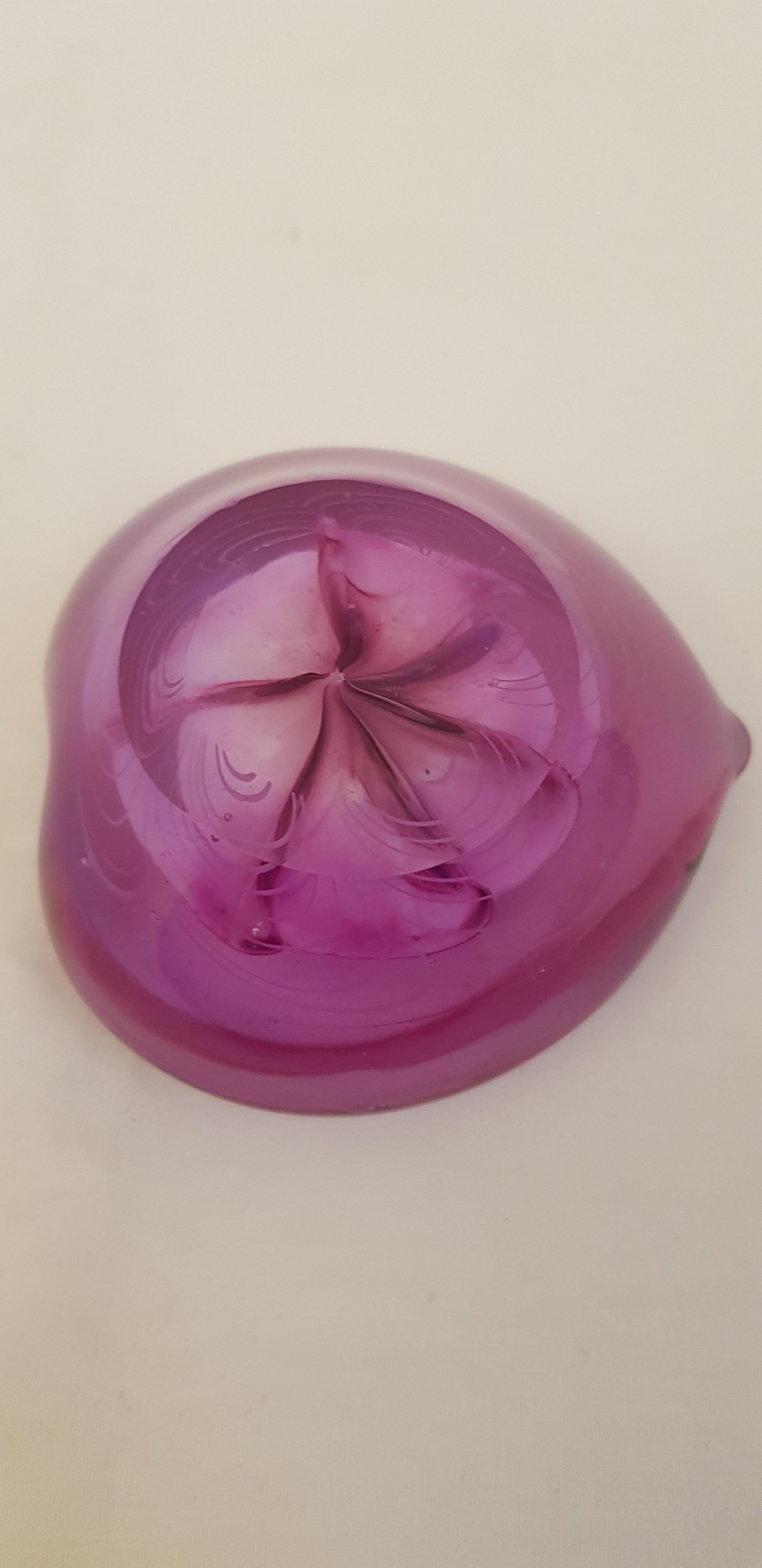 Italian Heart Murano Glass Faceted Paperweight For Sale