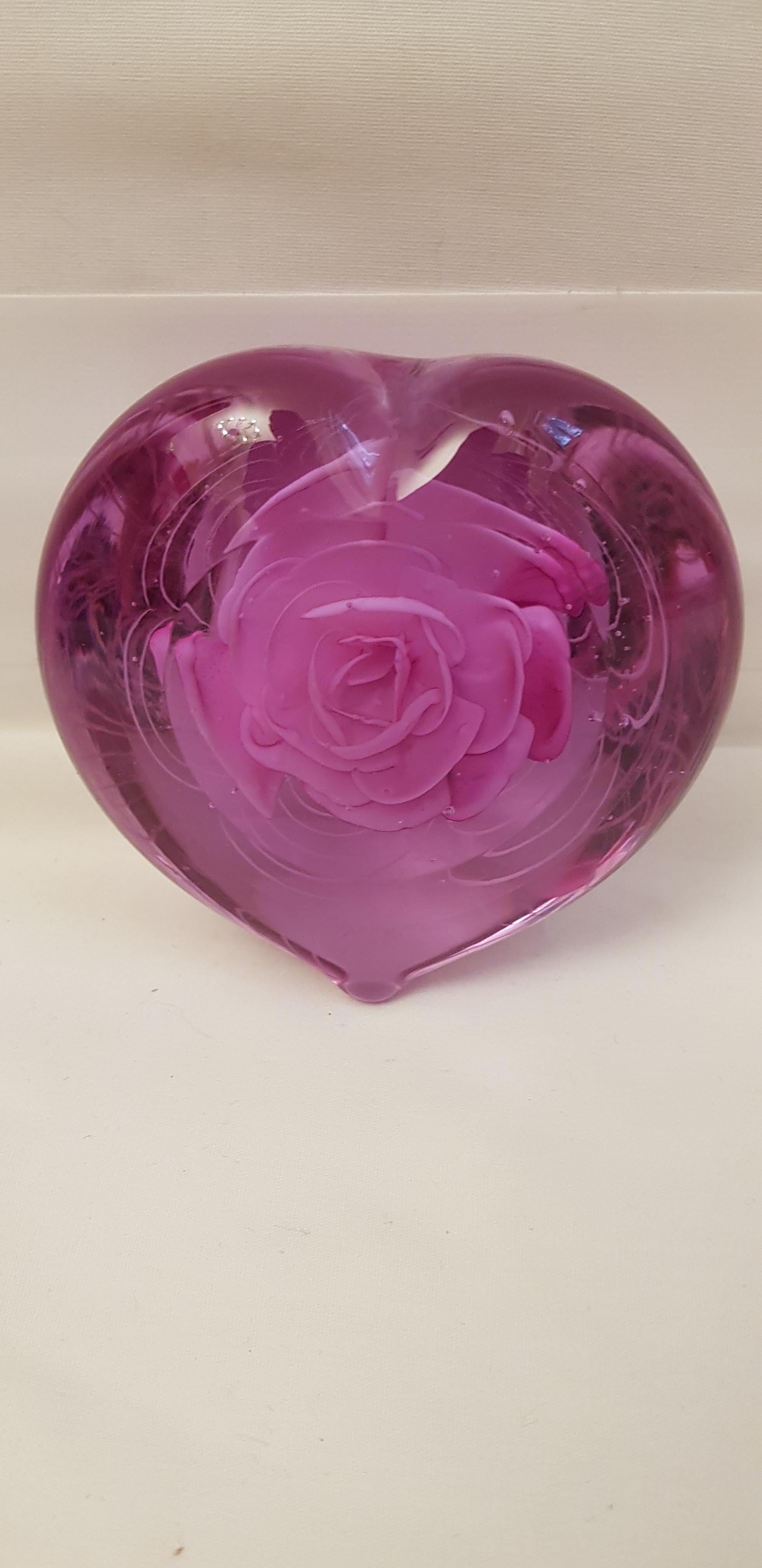 Mid-20th Century Heart Murano Glass Faceted Paperweight For Sale