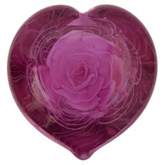 Retro Heart Murano Glass Faceted Paperweight