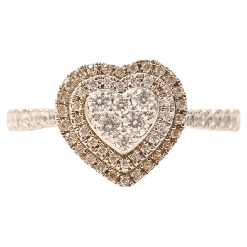 Anello con doppio diamante naturale a forma di cuore in oro massiccio 14K (certificato)
