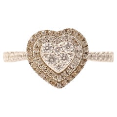 Anello con doppio diamante naturale a forma di cuore in oro massiccio 14K (certificato)