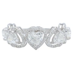 Heart Natural Diamond Halo Eternity Band Ring in 14K Solid Gold (Certified)