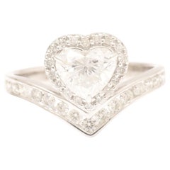 Heart Natural Diamond Halo Love Proposal Ring in 14K Solid Gold (Certified)