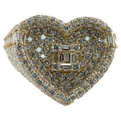 Bague à cœur en diamant naturel en or 14K 3,74 cts par Yashar Jewelry
