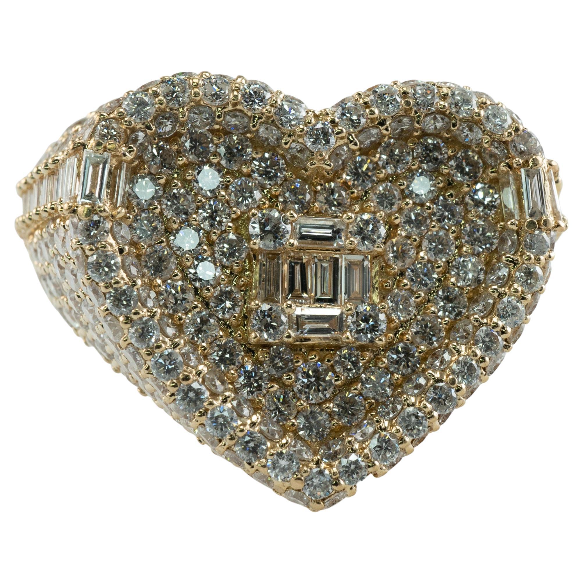 Anillo Corazón Diamante Natural Oro 14K 3.74 Cts by Yashar Jewelry