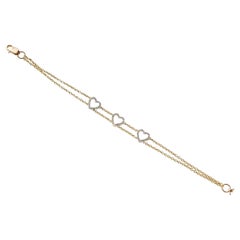 Heart Natural Diamond Stackable Bracelet In 14k Solid Gold (Certified)