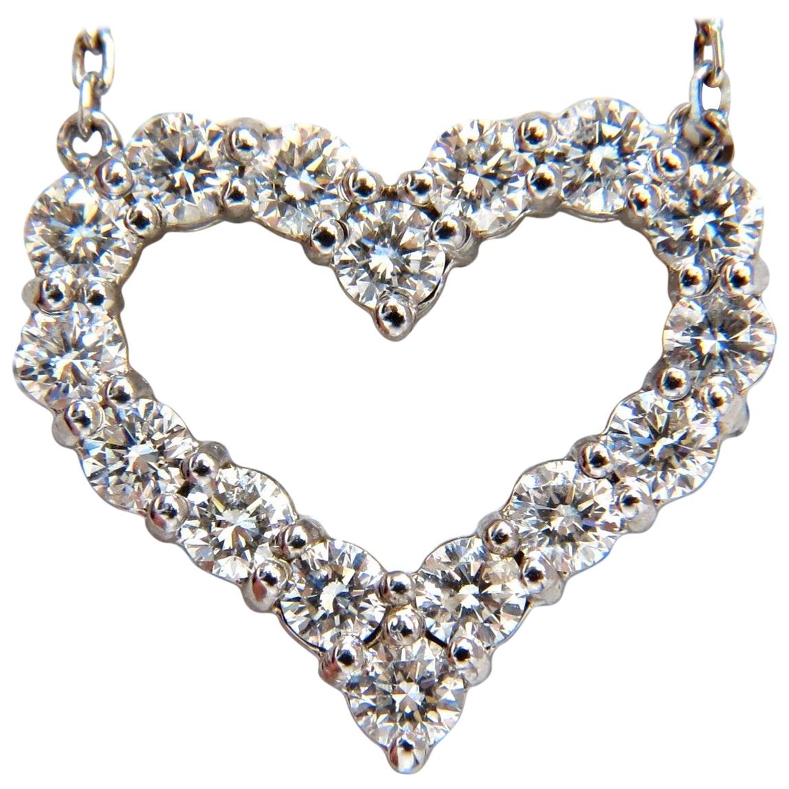 Collier de diamants naturels en forme de cœur en or 14 carats à griffes communes G/VS