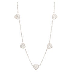 Heart Natural Halo Diamond Station Necklace in 14k Solid Gold (Certified)