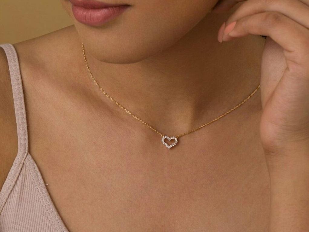 Heart Gold Diamond Necklace 14K White Pendant 14k Round Cut Natural Diamond Gift
Light weight can be worn everyday

Additional information:
Condition: New with tags: A brand-new, unused, and unworn item (including handmade items) in the original