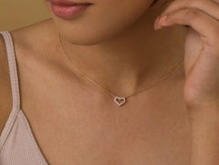 Heart Gold Pendant Necklace with Round Cut Natural Diamond in 14K White Gold