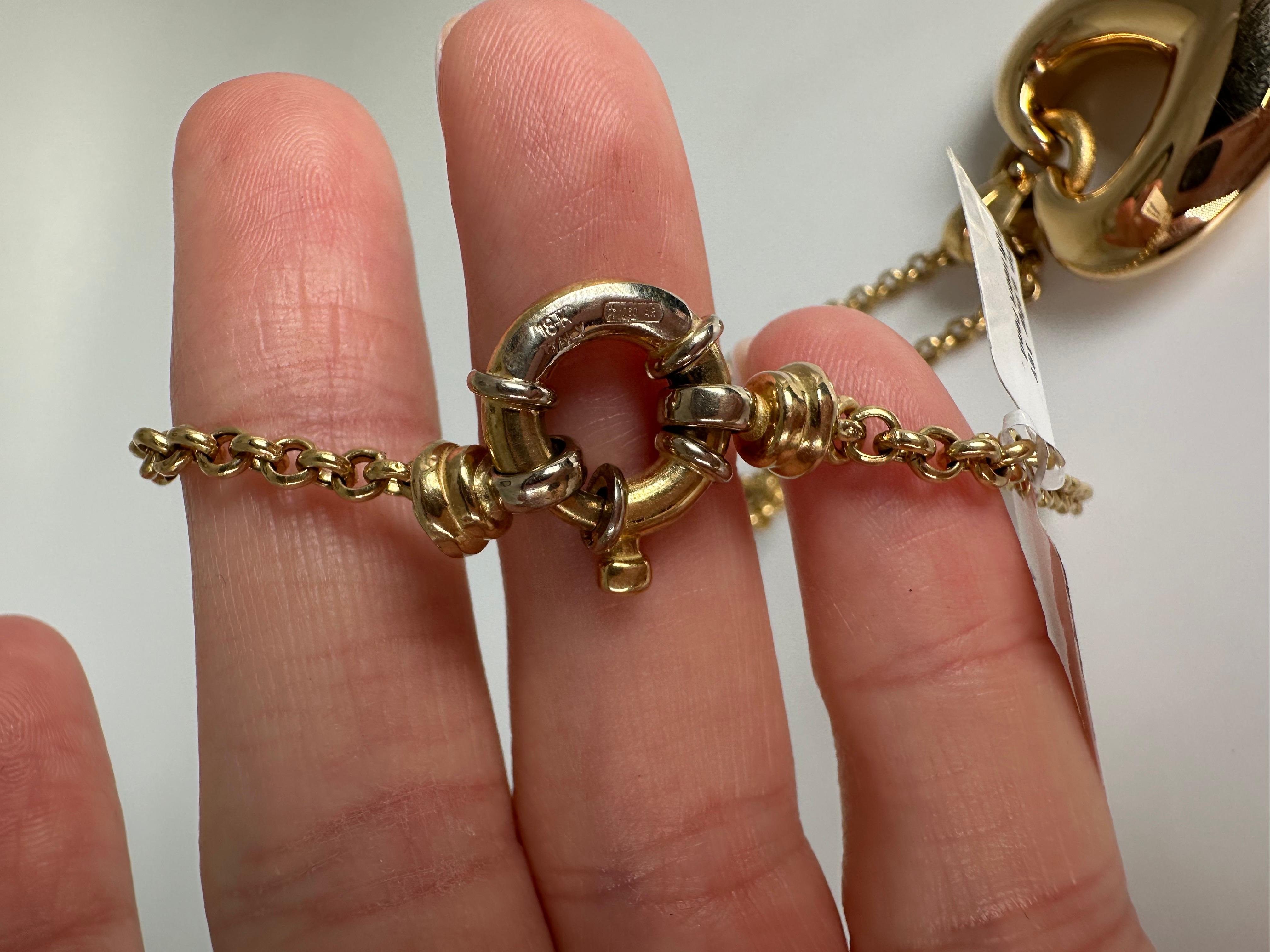 Women's or Men's Heart necklace 14KT gold rolo chain fancy luxury necklace For Sale