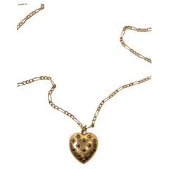 Heart Chain Necklace Black Diamond Figaro Chain J Dauphin