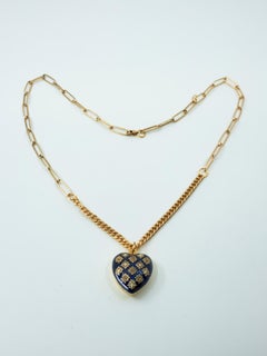 Heart Necklace Diamond Enamel Victorian Style Valentines Heart