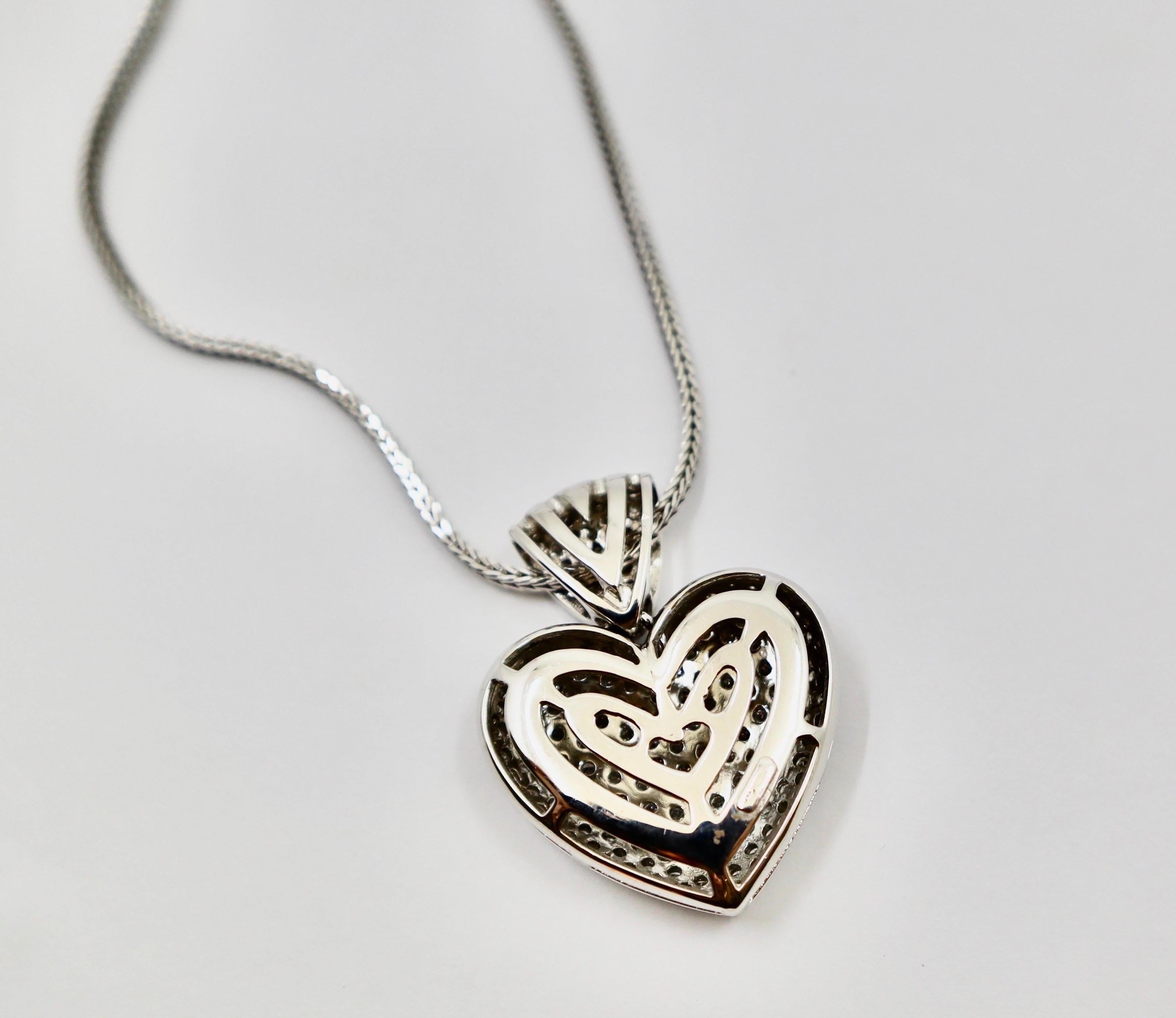 Heart Necklace in diamonds (Approx. 7 carats) and white Gold For Sale 2