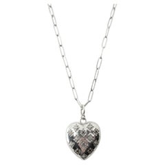 Heart Necklace Silver White Diamond Pearl Victorian Style J Dauphin