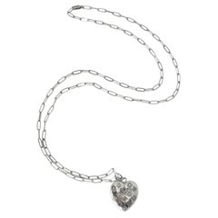 Heart Necklace Silver White Diamond Pearl Victorian Style J Dauphin