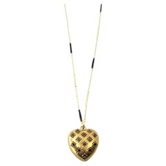 Heart Necklace Valentine Black Diamond Black Enamel