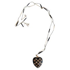 Collana con cuore in stile vittoriano smalto diamante perla J DAUPHIN