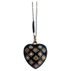 Heart Necklace Victorian Style Enamel Diamond Pearl J Dauphin