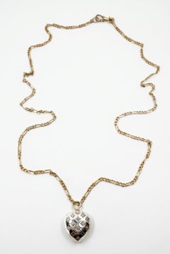 Herz-Halskette mit weißem Diamanten und Perle, Silber, J DAUPHIN