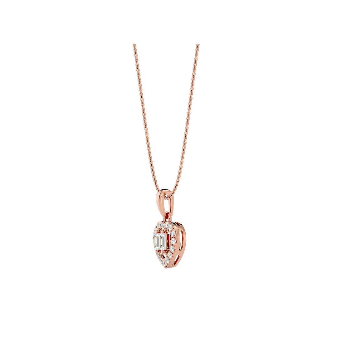 Elements
Show your love to your special someone with this Heart Necklace with Baguette Diamonds set in gold.

Innovation
This pendant is designed as a symbol of eternal love.

Style
A timeless and everlasting piece. Add a touch of luxury to your