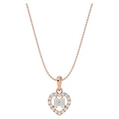Collier en forme de cœur avec diamants baguettes en or 18 carats