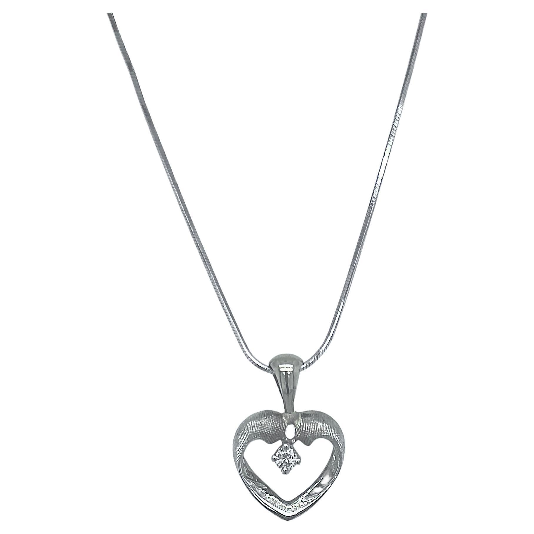 Classic Diamond Heart Necklace in White Gold For Sale at 1stDibs ...