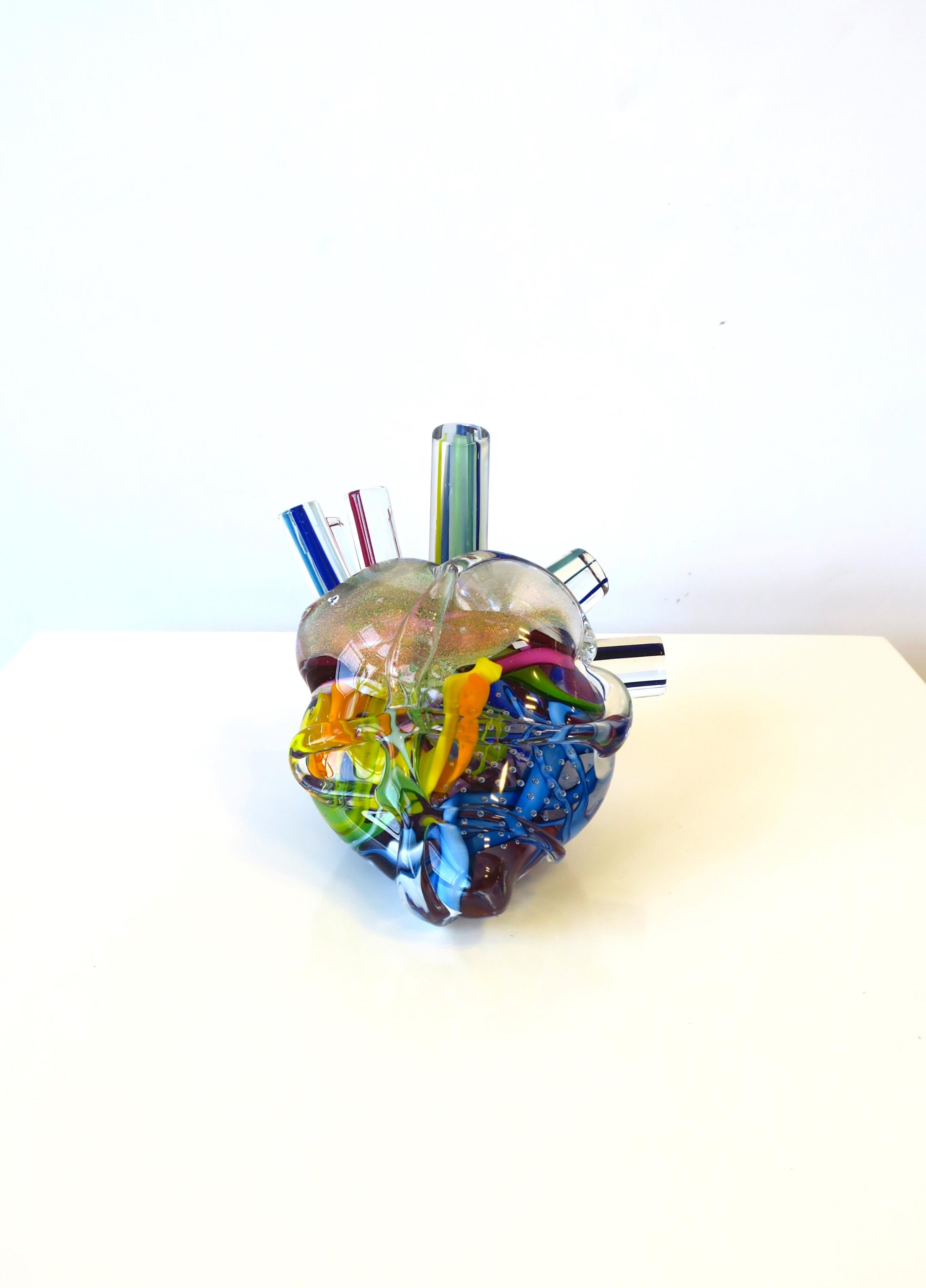 Hand-Crafted Heart of Glass Human Heart Art Glass Sculpture Signed by Artist