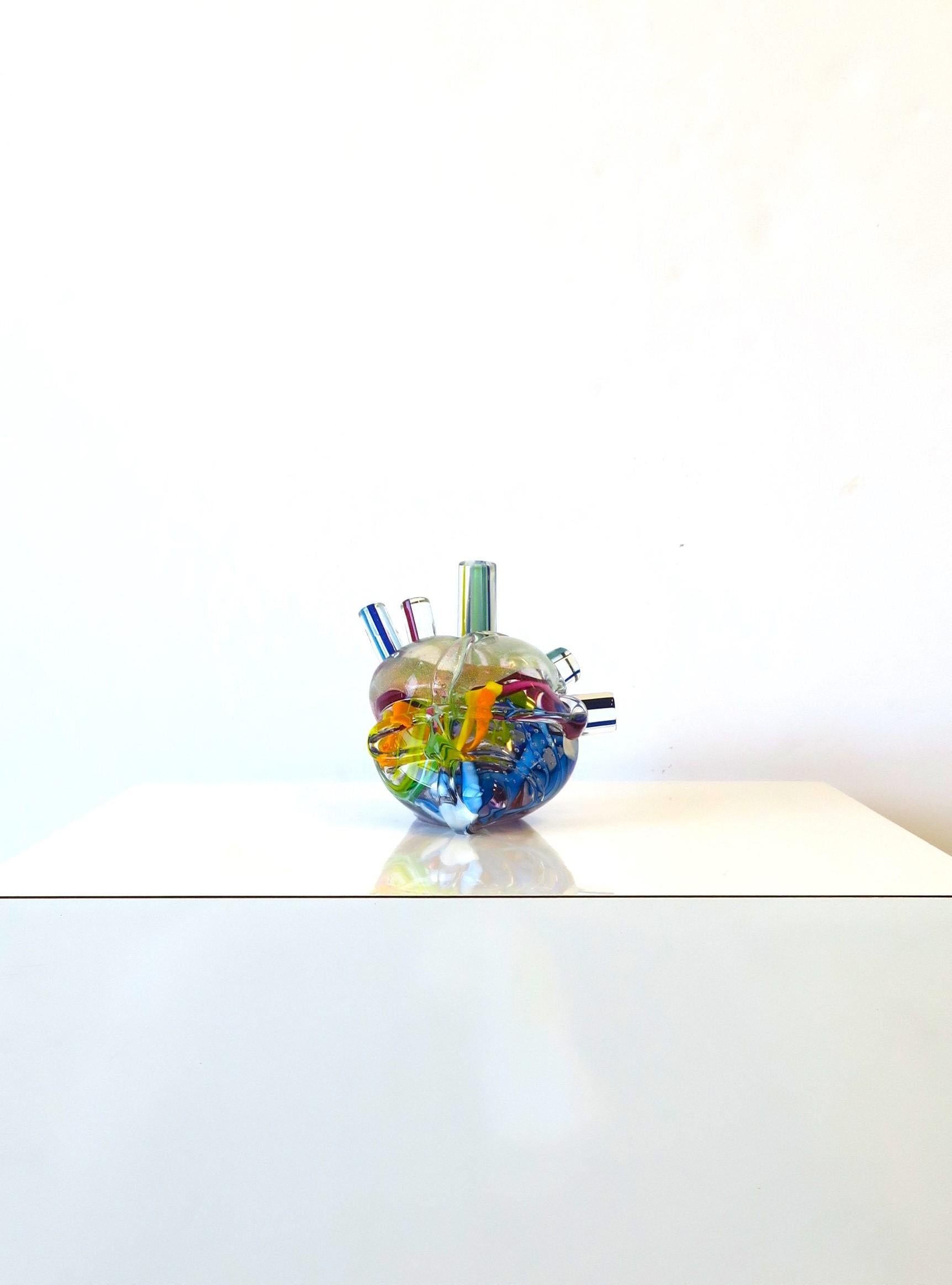 Contemporary Heart of Glass Human Heart Art Glass Sculpture Signed by Artist