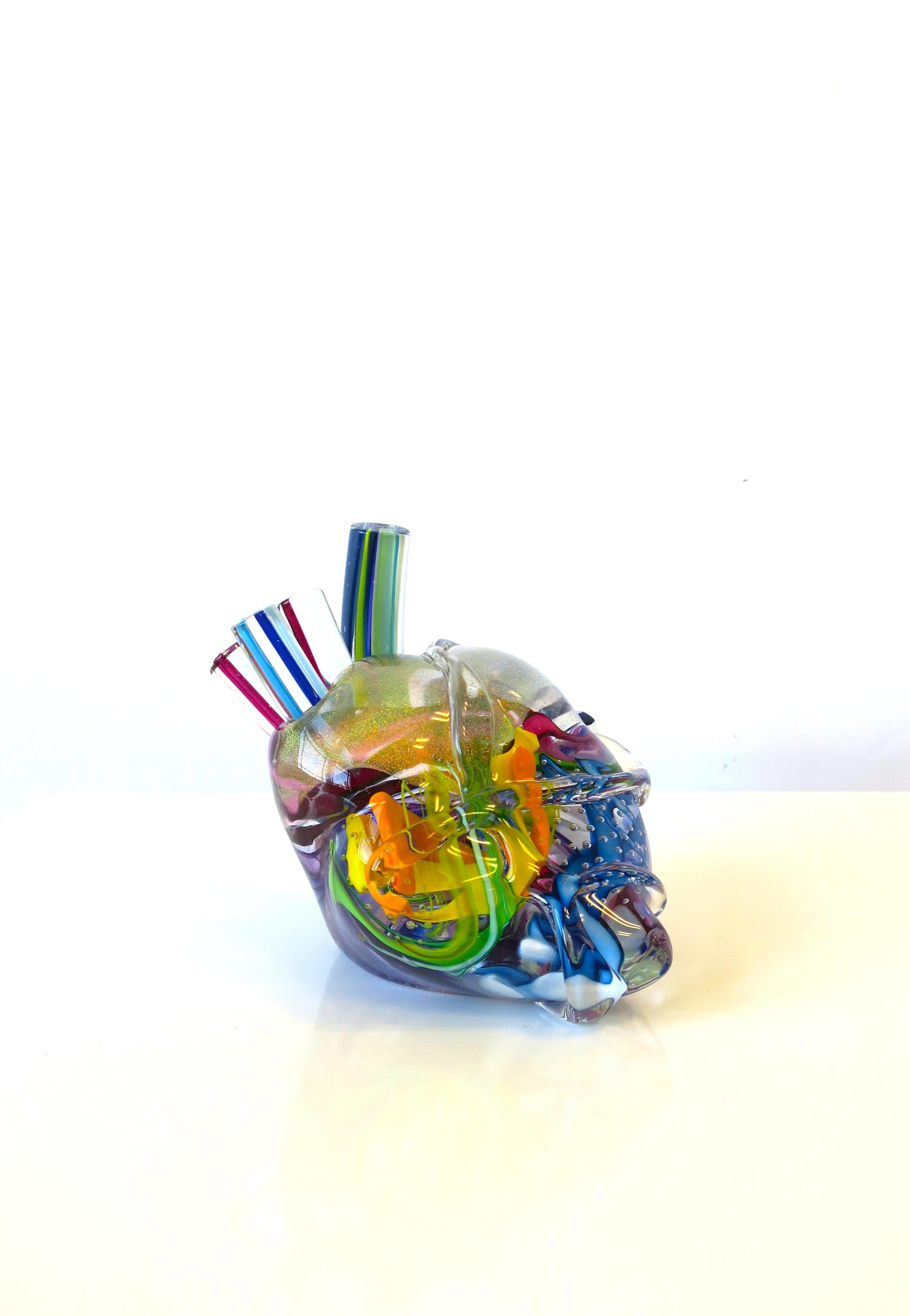 Heart of Glass Human Heart Art Glass Sculpture Signed by Artist 2