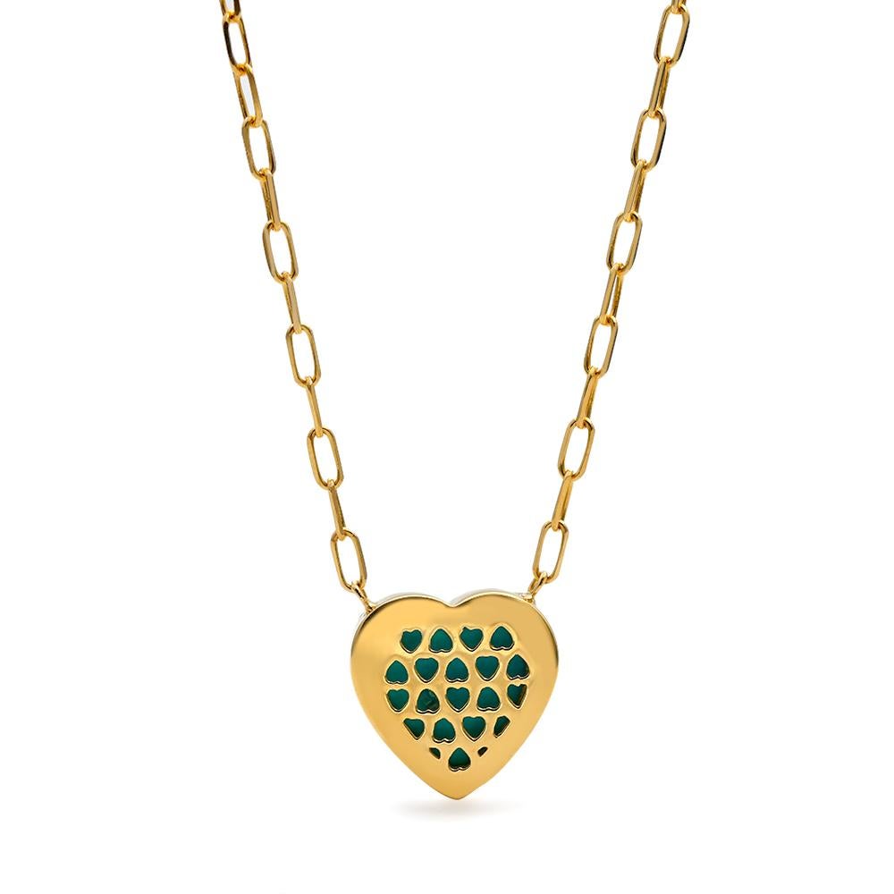Cabochon Heart of Gold Turquoise Necklace, 18kt Yellow Gold