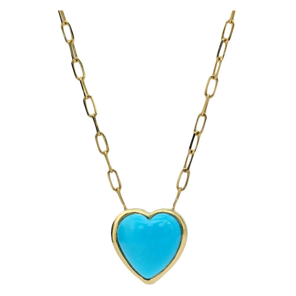 Heart of Gold Turquoise Necklace, 18kt Yellow Gold