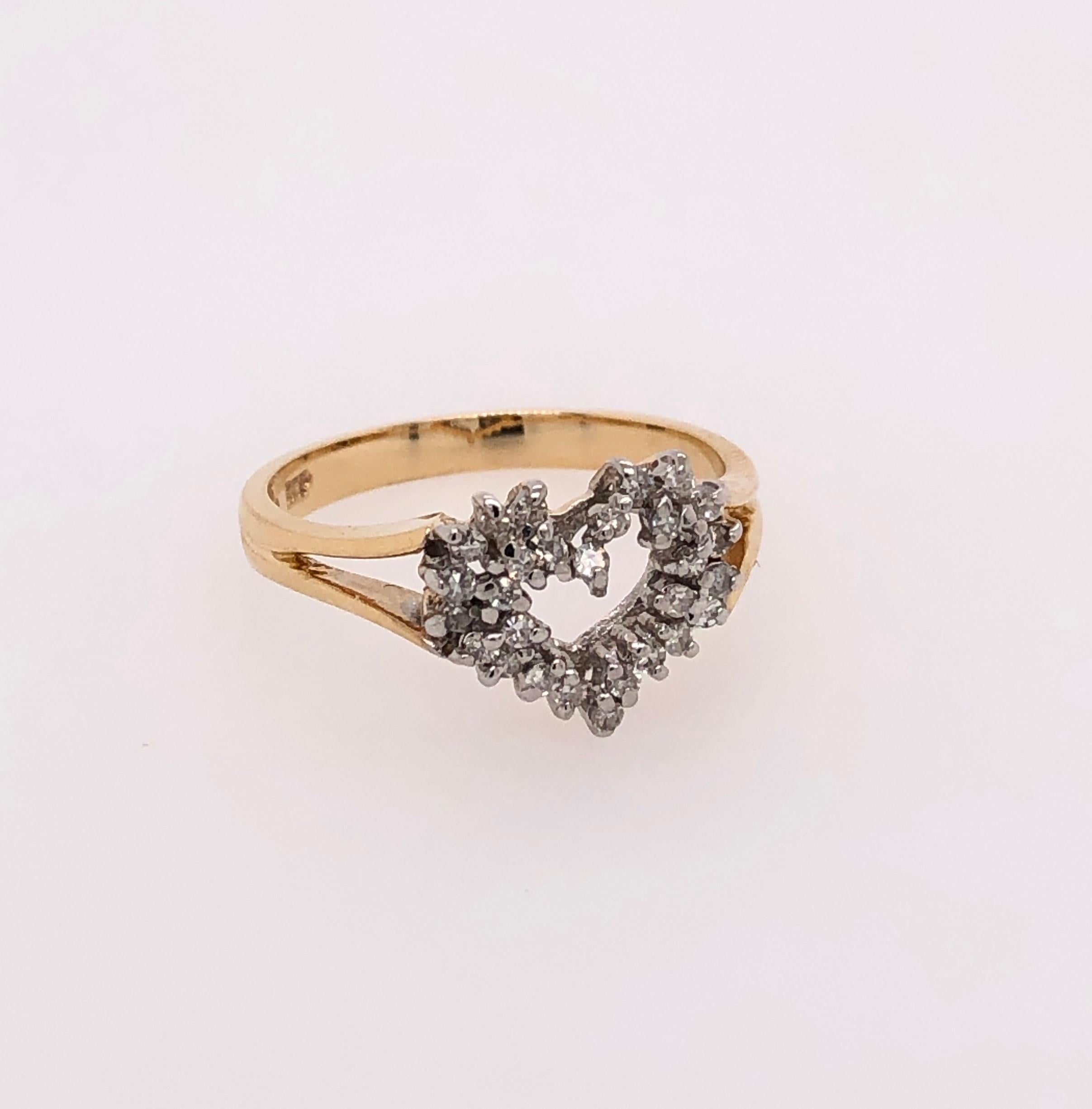 Bague cœur d'or avec diamants 1