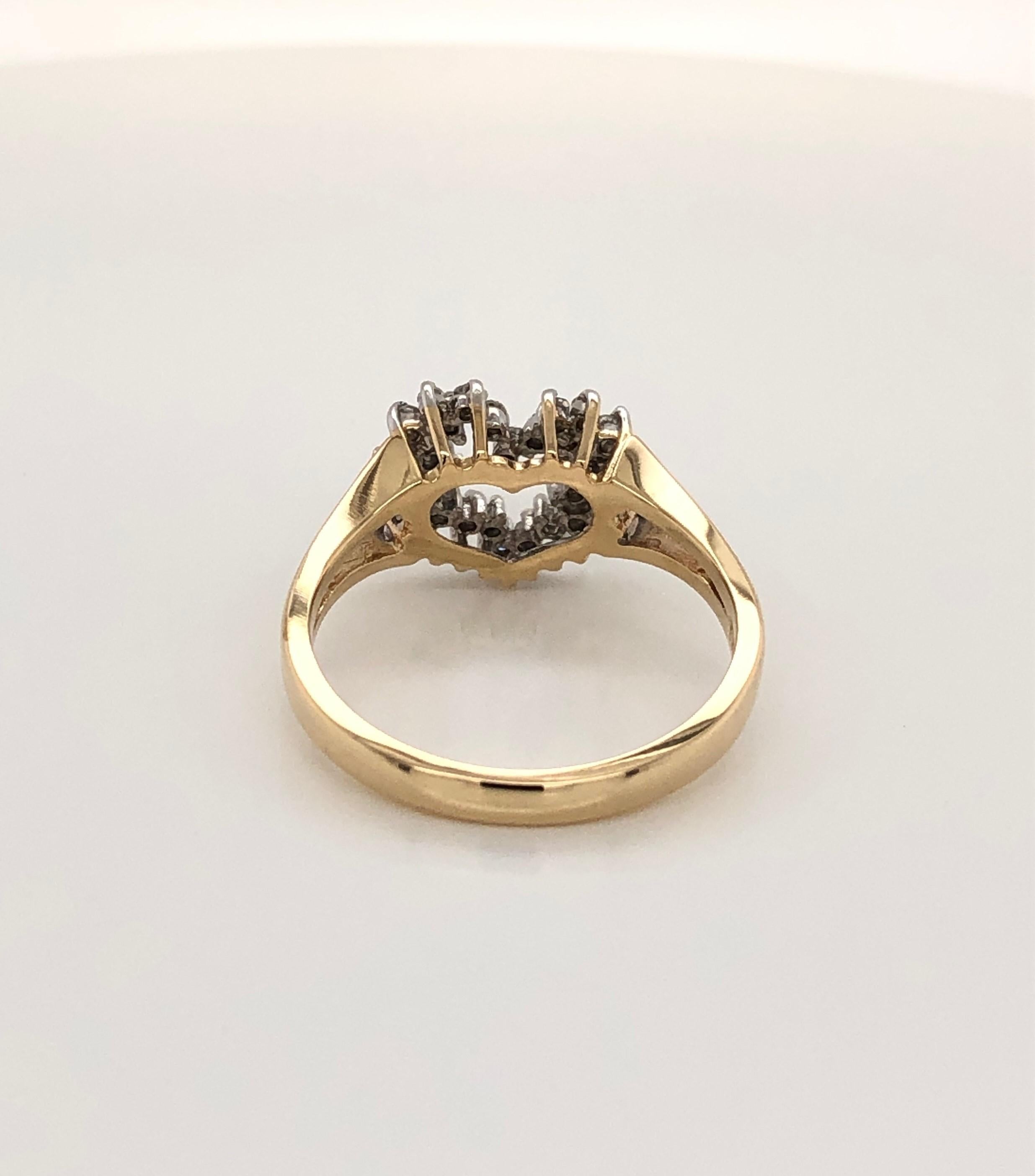 Bague cœur d'or avec diamants 2