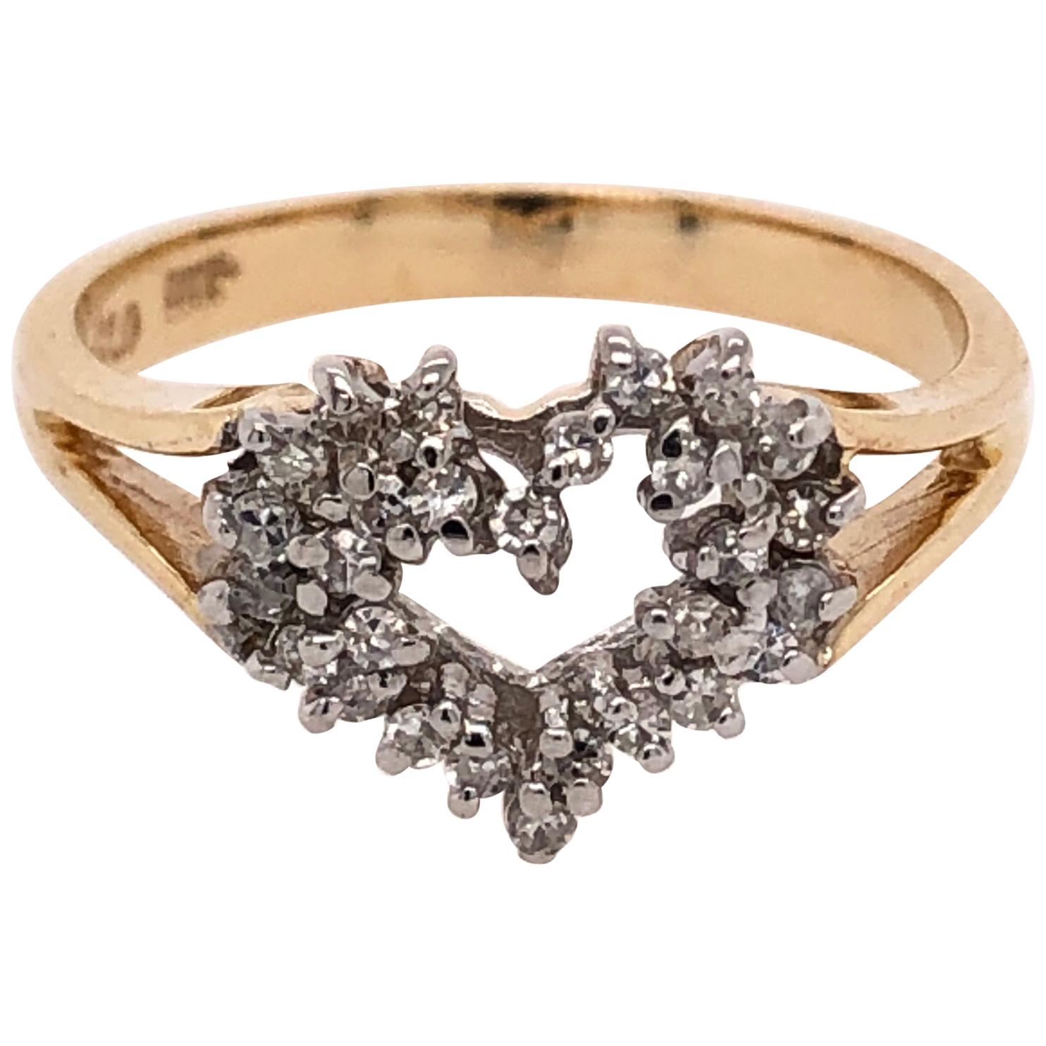 Diamond and Gold Heart Motif Ring For Sale at 1stDibs