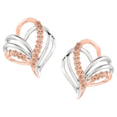 Heart of Hope Brown Diamond Rose Gold Sterling Silver Earrings