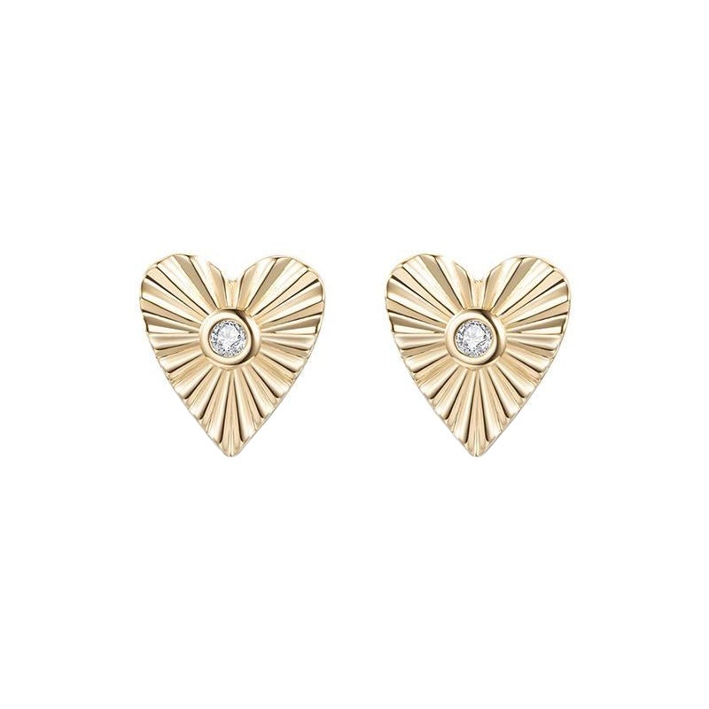 Boucles d'oreilles Heart of Light en or jaune 14 carats et diamants