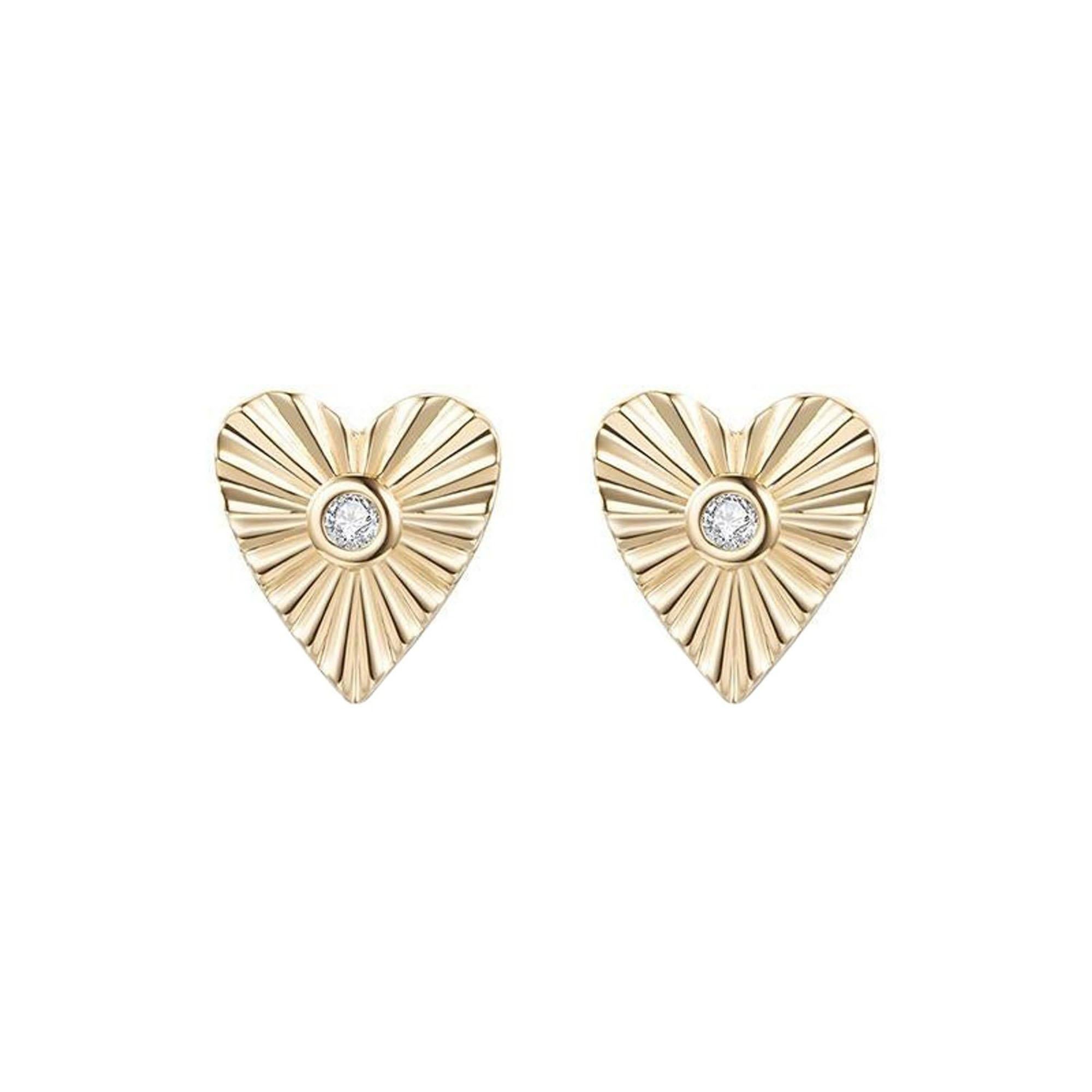 Boucles d'oreilles Heart of Light en or jaune 14 carats et diamants