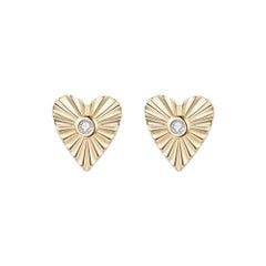 Pendientes de diamantes Corazón de Luz de oro amarillo de 14 quilates