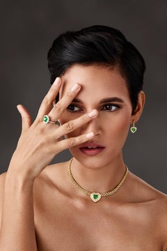 Heart of Venus - 4.61ct Tsavorite Necklace and Earrings (Untreated, Certified)