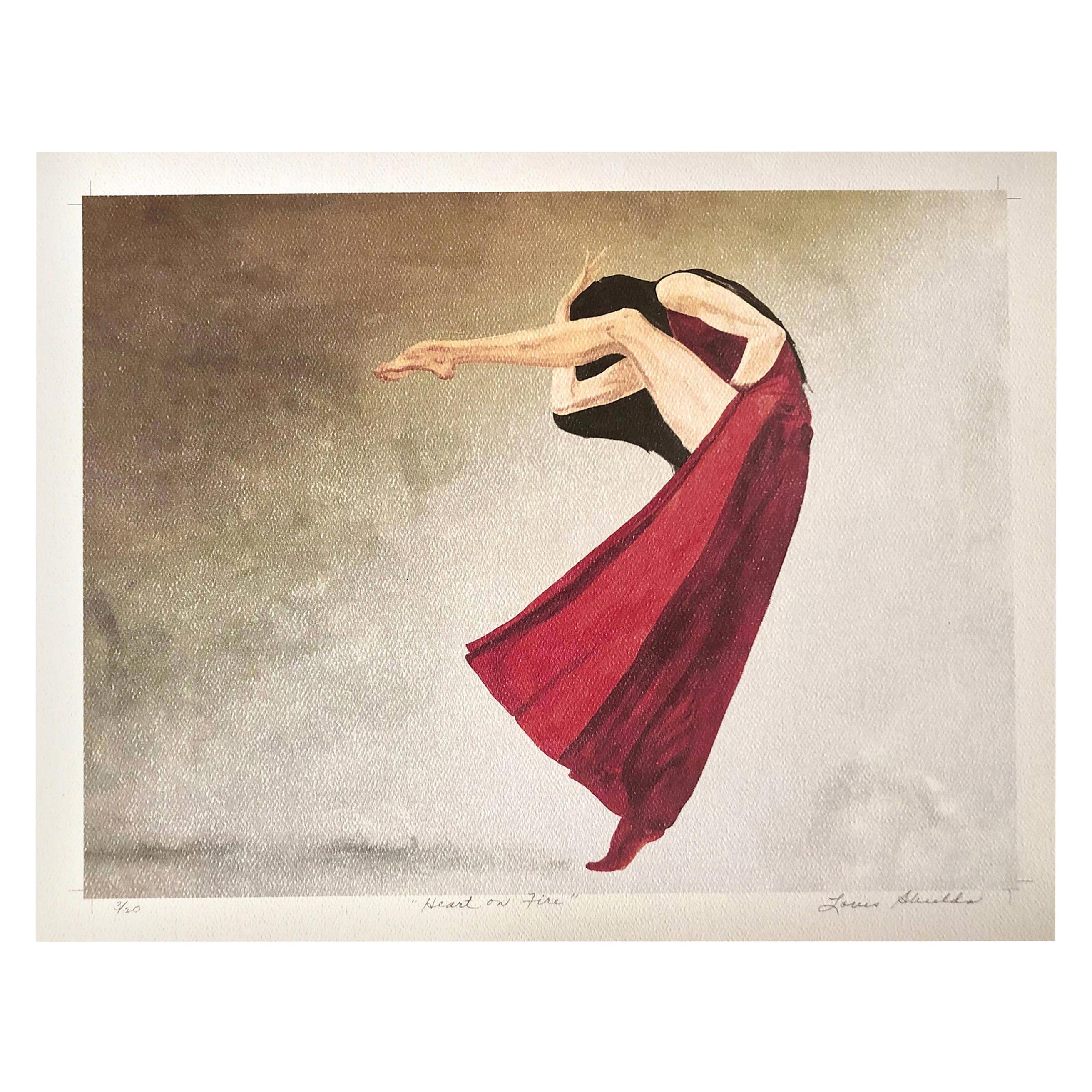"Heart on Fire" Figurative Archival Print on Textured Watercolor Paper For Sale