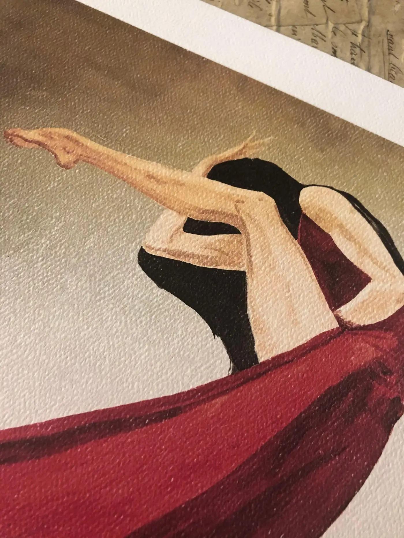 Œuvre captivante de la Dancer Series (2018) de Louis Shields, Heart on Fire exsude le mouvement, la vulnérabilité et le défi tranquille. Cette impression archivistique en édition limitée traduit le dynamisme de la toile mixte originale de Shields