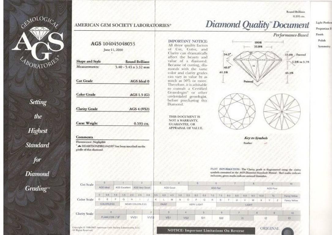 Heart on Fire Round Brilliant Diamond 0.593 TCW G VS2 Solitaire Engagement Ring For Sale 1