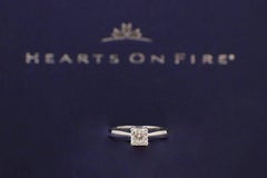 Heart on Fire Square Dream Cut 0.648 Carat H SI1 Diamond and Platinum Ring
