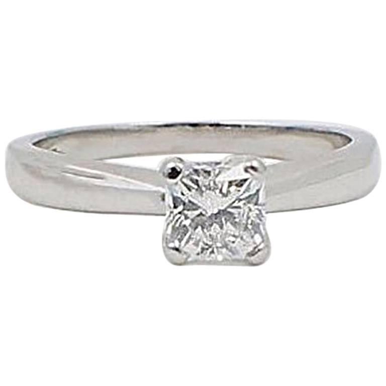 Heart on Fire Square Dream Cut 0.648 Carat H SI1 Diamond and Platinum Ring