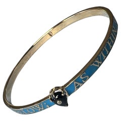 Blue Enamel Bangle Bracelet Gold Plated Onyx Diamond J Dauphin