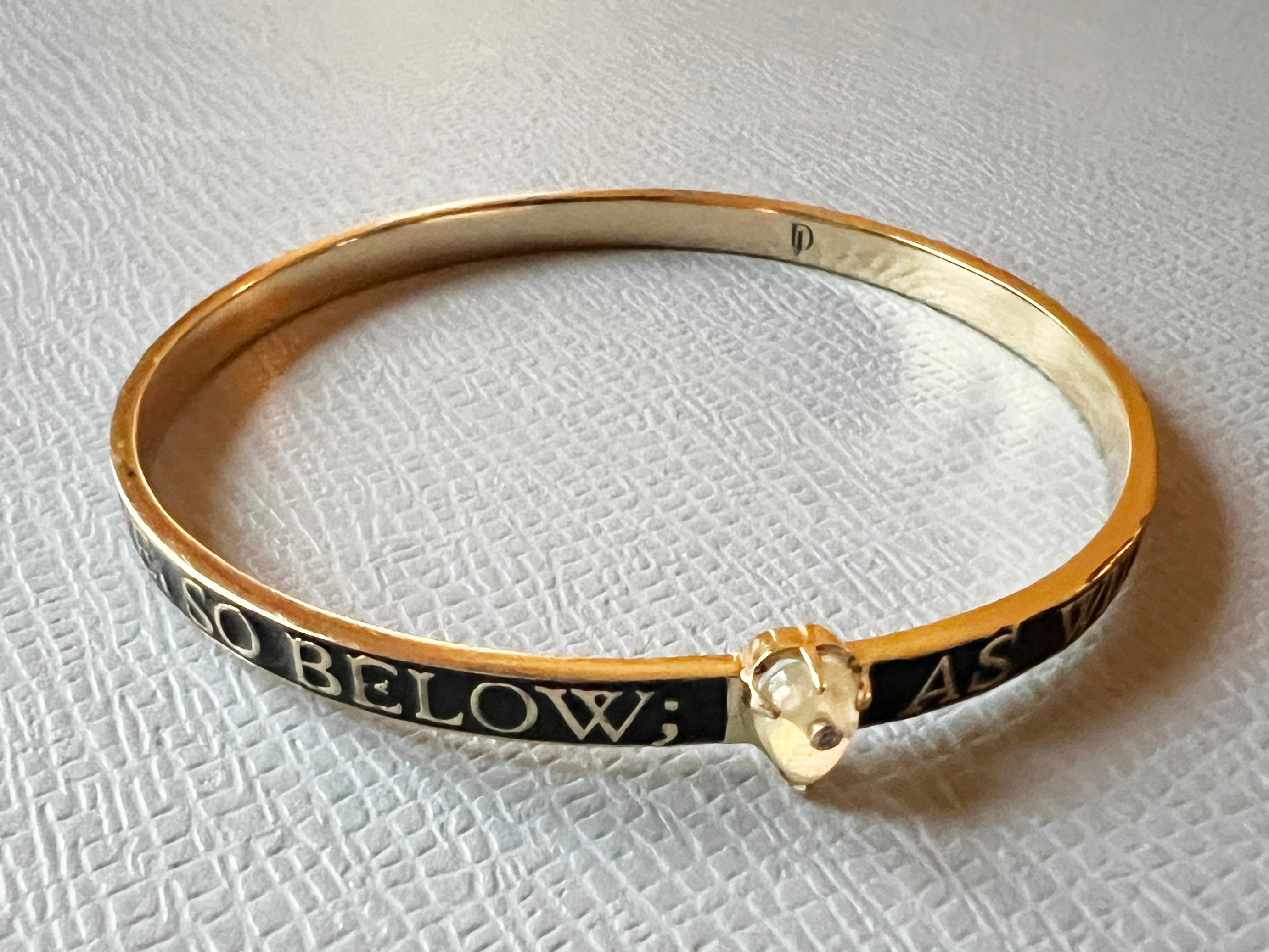 Opal Diamond Bangle Bracelet Spiritual Black Enamel For Sale 2