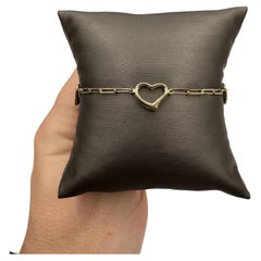 Heart Paperclip Bracelet in 14kt Yellow Gold – 4 Open Hearts, 7.25" Length