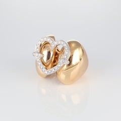 Heart-Shaped Pavé Diamond Ring in 18kt Rose Gold, Italy, 0.57 Carats